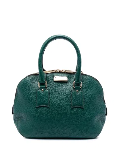 Pre-owned Burberry 2000-2017 Small Grained Calfskin Heritage Orchard Bowling Bag Satchel In Green