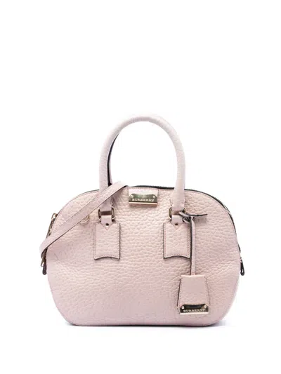 Pre-owned Burberry 2000-2017 Small Grained Calfskin Heritage Orchard Bowling Bag Satchel In Pink