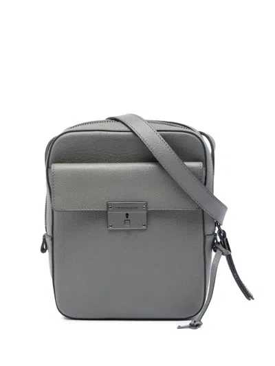 Pre-owned Burberry 2000-2017 Small Grained Calfskin Shaldon Crossbody Bag In Grey