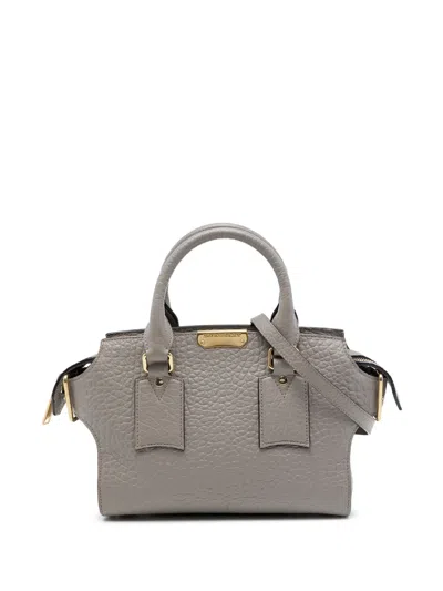 Pre-owned Burberry 2000-2017 Small Grained Leather Clifton Satchel In Grey