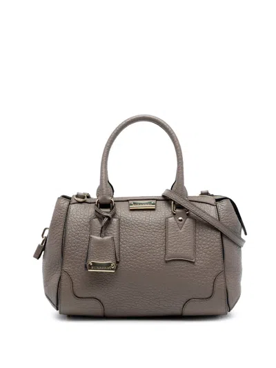 Pre-owned Burberry 2000-2017 Small Grained Leather Heritage Gladstone Satchel In Gray