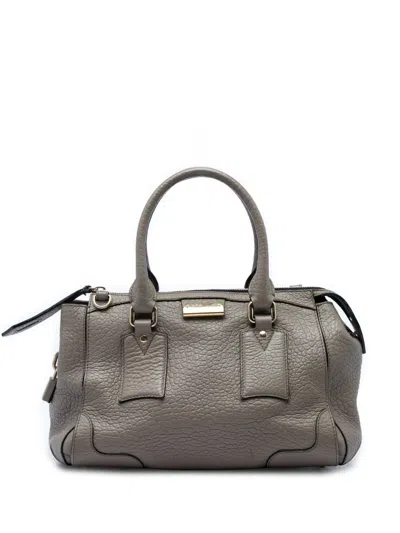 Pre-owned Burberry 2000-2017 Small Grained Leather Heritage Gladstone Satchel In Grey