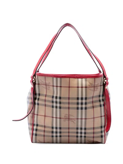 Pre-owned Burberry 2000-2017 Small Haymarket Check Coated Canvas Canterbury Tote Bag In Neutrals