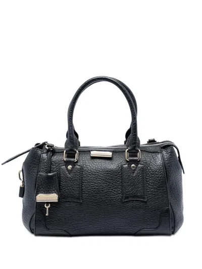 Pre-owned Burberry 2000-2017 Small Heritage Grain Leather Gladstone Satchel In Black