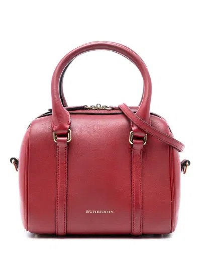Pre-owned Burberry 2000-2017 Small Leather Alchester Bowling Bag Satchel In Red