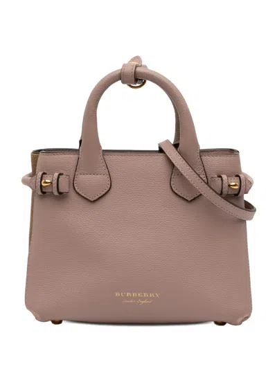 Pre-owned Burberry 2000-2017 Small Leather And House Check Banner Satchel In Pink