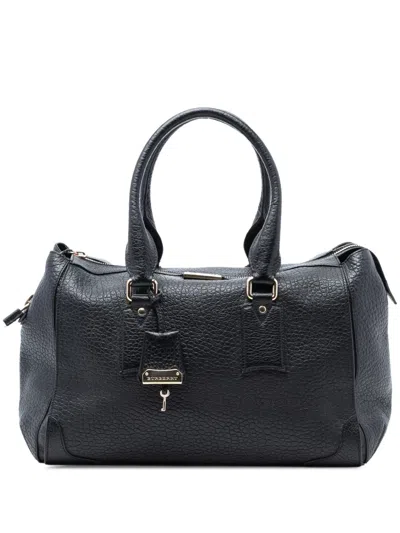 Pre-owned Burberry 2000-2017 Small Leather Gladstone Satchel In Black