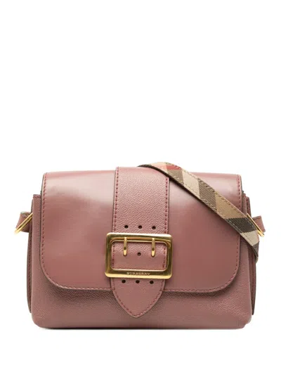 Pre-owned Burberry 2000-2017 Small Leather Medley Buckle Crossbody Bag In Pink