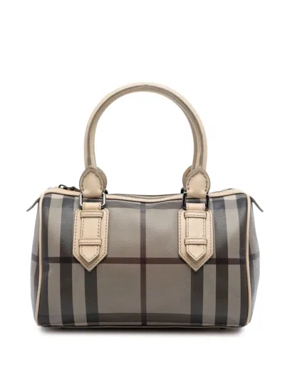 Pre-owned Burberry 2000-2017 Smoke Check Coated Canvas Chester Boston Bag In Brown