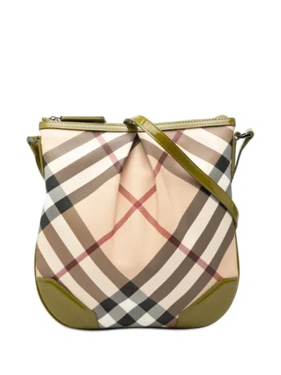 Pre-owned Burberry 2000-2017 Supernova Check Coated Canvas Dryden Crossbody Bag In Brown