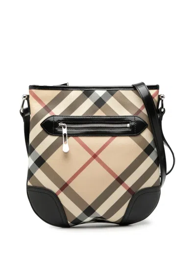 Pre-owned Burberry 2000-2017 Supernova Check Coated Canvas Dryden Crossbody Bag In Brown