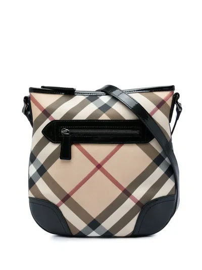 Pre-owned Burberry 2000-2017 Supernova Check Coated Canvas Dryden Crossbody Bag In Neutrals
