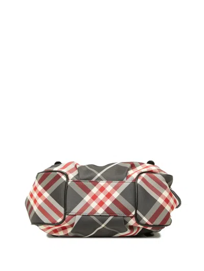 Pre-owned Burberry 2000-2017 Supernova Check Nylon Satchel In Black