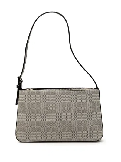 Pre-owned Burberry 2000-2017 Tonal Check Canvas Shoulder Bag In Black