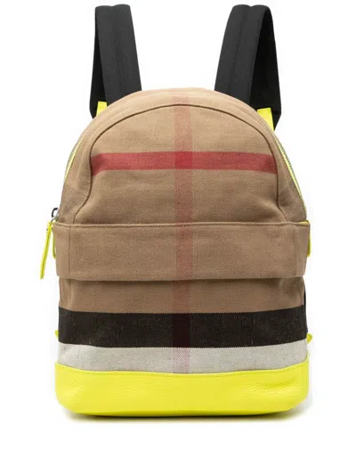 Pre-owned Burberry 2000-2020 Mega Check Canvas Tiller Backpack In Brown