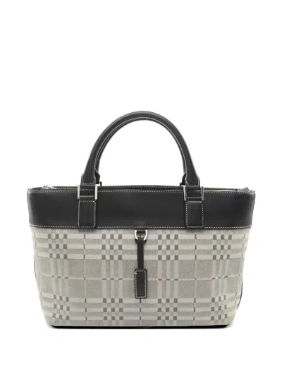 Pre-owned Burberry 2000s Check-pattern Tote Bag In Gray