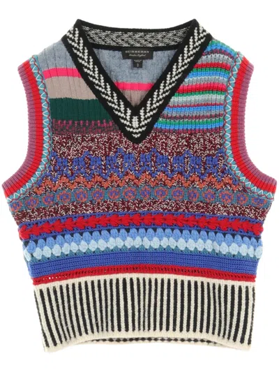 Pre-owned Burberry 2000s Colour-block Vest In Red