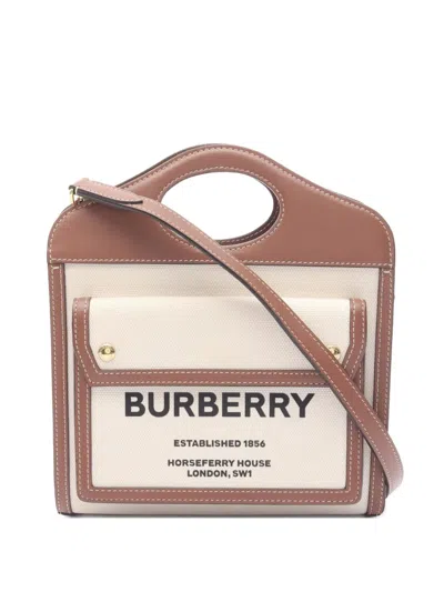 Pre-owned Burberry 2000s Horseferry Tote Bag In Neutral