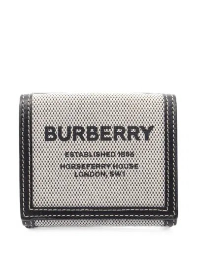 Pre-owned Burberry 2000s Horseferry Trifold Wallet In White