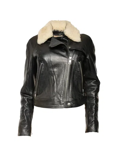 Pre-owned Burberry 2000s Leather Jacket In Black