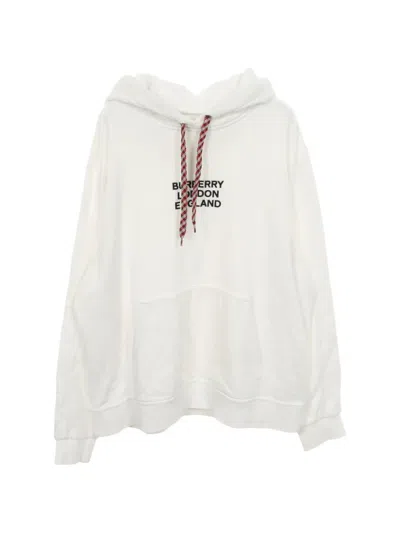 Pre-owned Burberry 2000s Logo-embroidered Hoodie In White