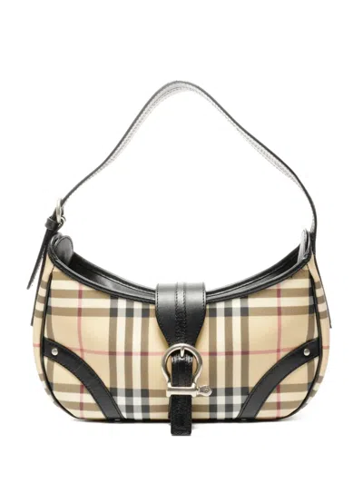 Pre-owned Burberry 2000s Tartan Buckle Shoulderbag In Neutral