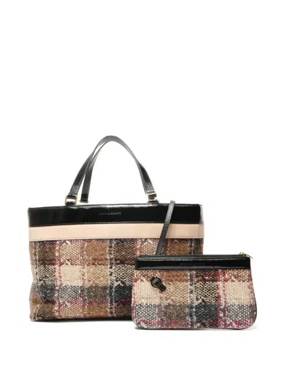 Pre-owned Burberry 2000s Tweed Handbag In Brown