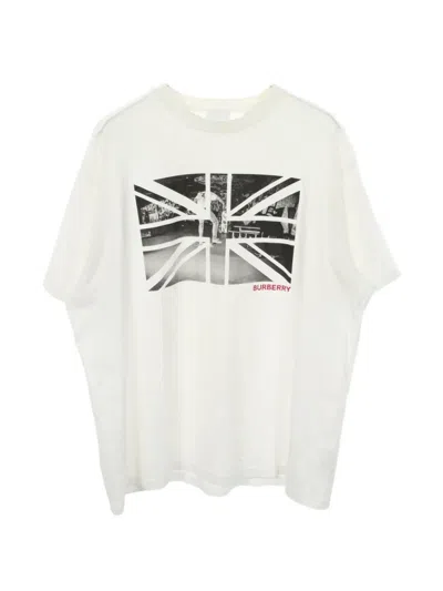 Pre-owned Burberry 2000s Union Jack-print T-shirt In White