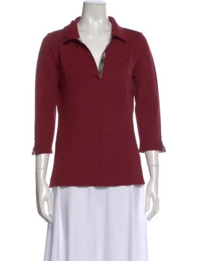 Pre-owned Burberry 2007 Three-quarter Sleeve Polo In Burgundy