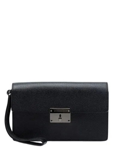 Pre-owned Burberry 2009-2017 Leather Clutch Bag In Black