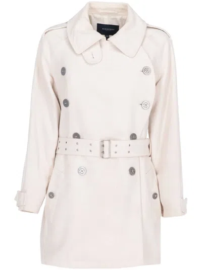 Pre-owned Burberry 2010 Double-breasted Trench Coat In White