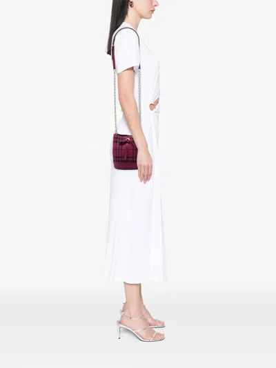 Pre-owned Burberry 2010-2026 Overdyed Canvas Horseferry Check Bucket Bag In Red