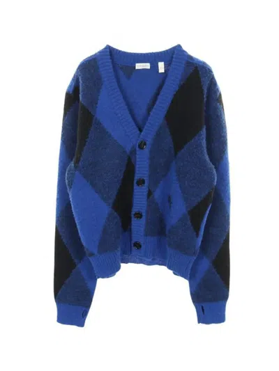 Pre-owned Burberry 2010s Argyle-check Cardigan In Blue