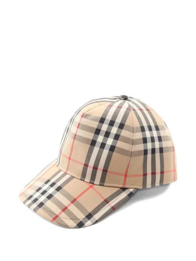 Pre-owned Burberry 2010s Check Baseball Cap In Neutral