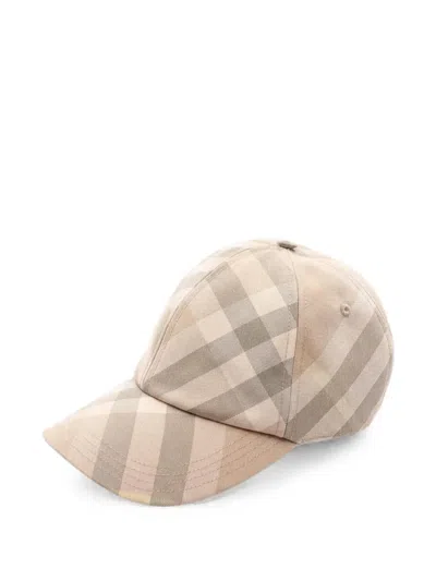 Pre-owned Burberry 2010s Checked Baseball Cap In Neutral