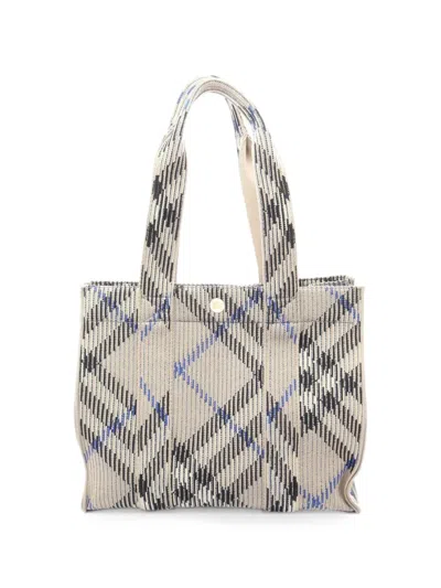 Pre-owned Burberry 2010s Checked Tote Bag In Gray