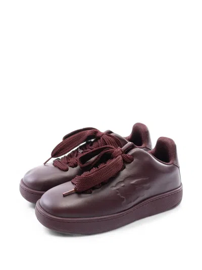 Pre-owned Burberry 2010s Equestrian Knight Leather Sneakers In Brown