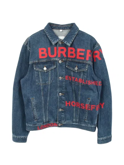 Pre-owned Burberry 2010s Horseferry Denim Jacket In Blue