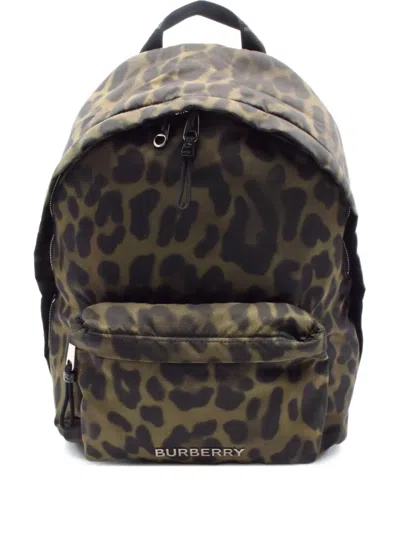 Pre-owned Burberry 2010s Leopard-print Backpack In Green