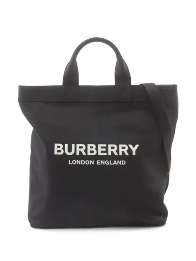 Pre-owned Burberry 2010s Logo-print Tote Bag In Black