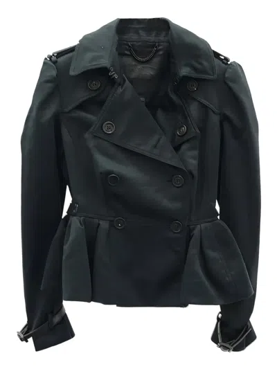 Pre-owned Burberry 2010s Peplum Belted Jacket In Black