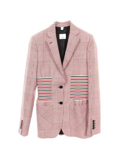 Pre-owned Burberry 2010s Plaid-print Tailored Jacket In Pink