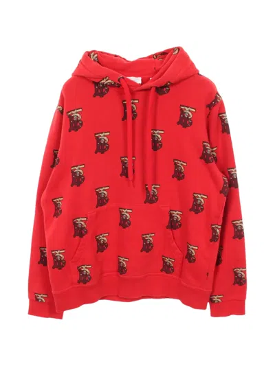 Pre-owned Burberry 2010s Tb Monogram Mouse Print Hoodie In Red