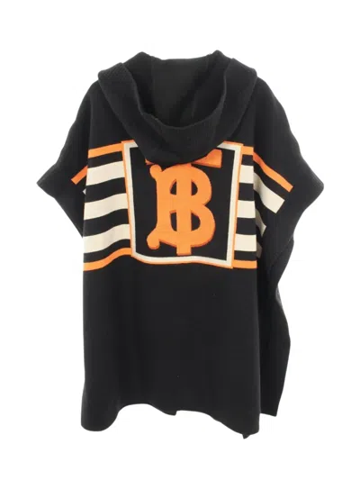 Pre-owned Burberry 2010s Tb-logo Hooded Poncho In Black