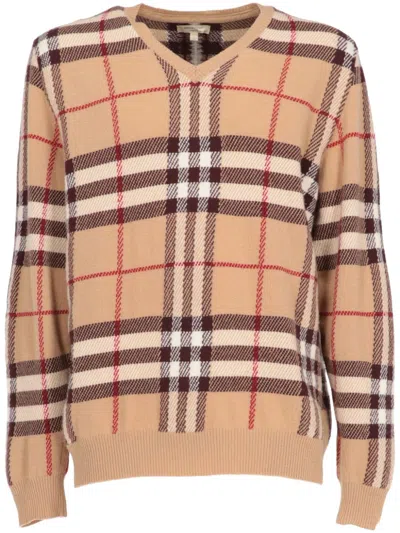 Pre-owned Burberry 2010s Vintage Check Jumper In Neutrals