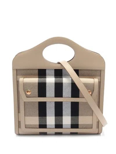Pre-owned Burberry 2010s Vintage-check Two-way Handbag In Neutrals