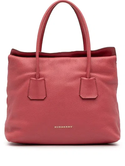 Pre-owned Burberry 2014 Grained Leather Baynard Tote Bag In Red