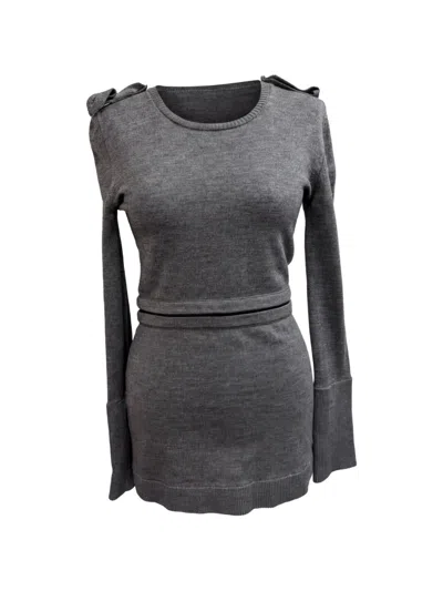 Pre-owned Burberry 2014 Knit Shoulder-detail Mini Dress In Gray