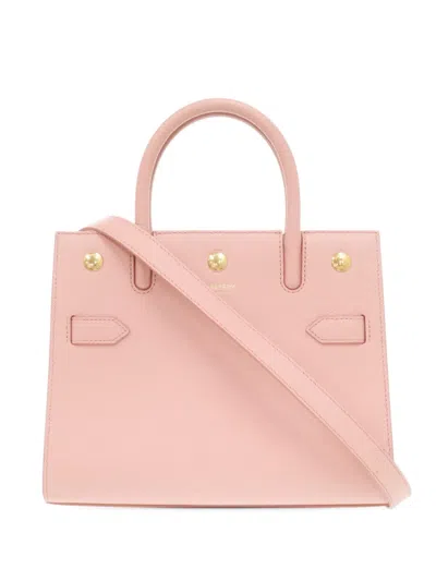 Pre-owned Burberry 2015-2026 Grained Leather Satchel In Pink