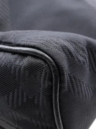Pre-owned Burberry 2015-2026 Nylon Checked Satchel In Black